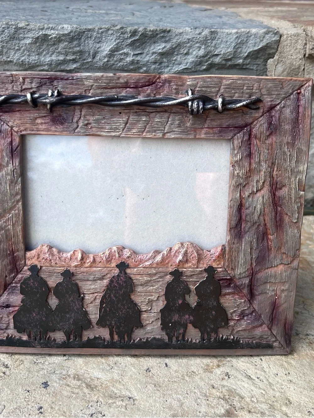 Hobby Lobby Rustic Brown Cowboy Silhouette Picture Frame